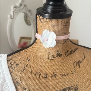Pink Choker With White Flower Shell Pendant